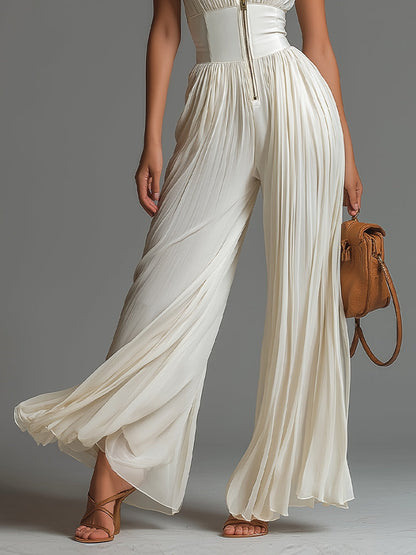 ÉLÉNA™ | Combinaison plissée en chiffon blanc