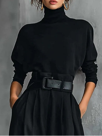 Lisa™ - Ensemble noir 2 pièces avec ceinture