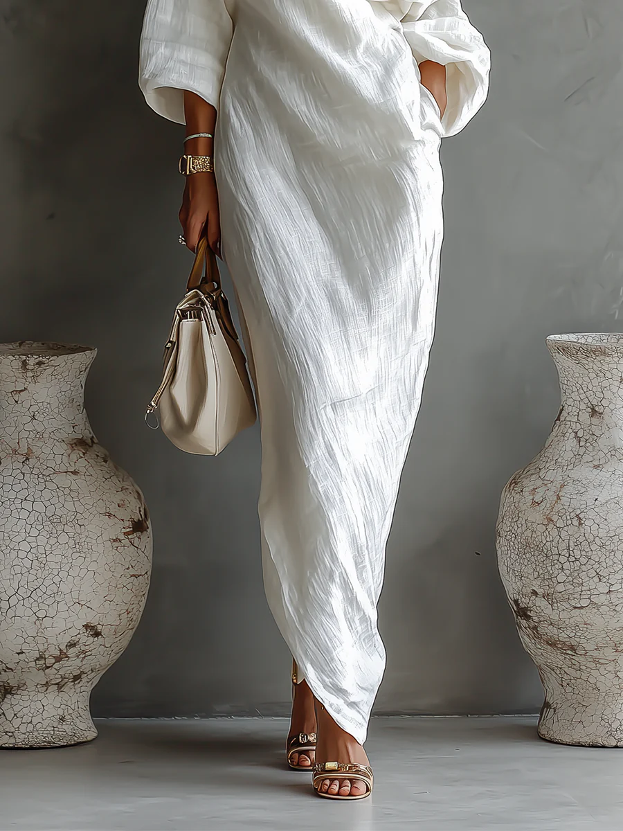 Elise™ | Robe maxi élégante à une épaule en blanc