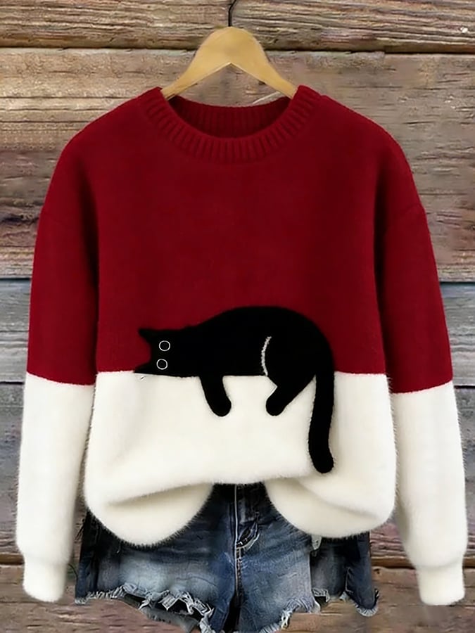 ボニー™ — 猫プリントオーバーサイズセーター