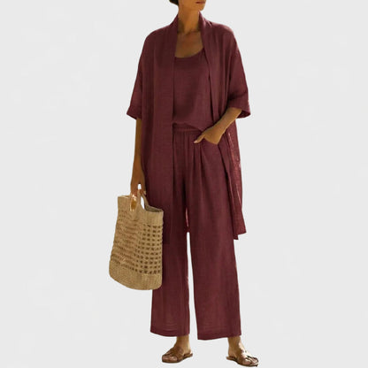 Ensemble minimaliste en lin et coton 3 pièces