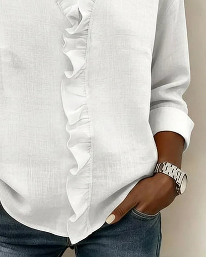 Glynara™ | Ruffled V-Neck Blouse