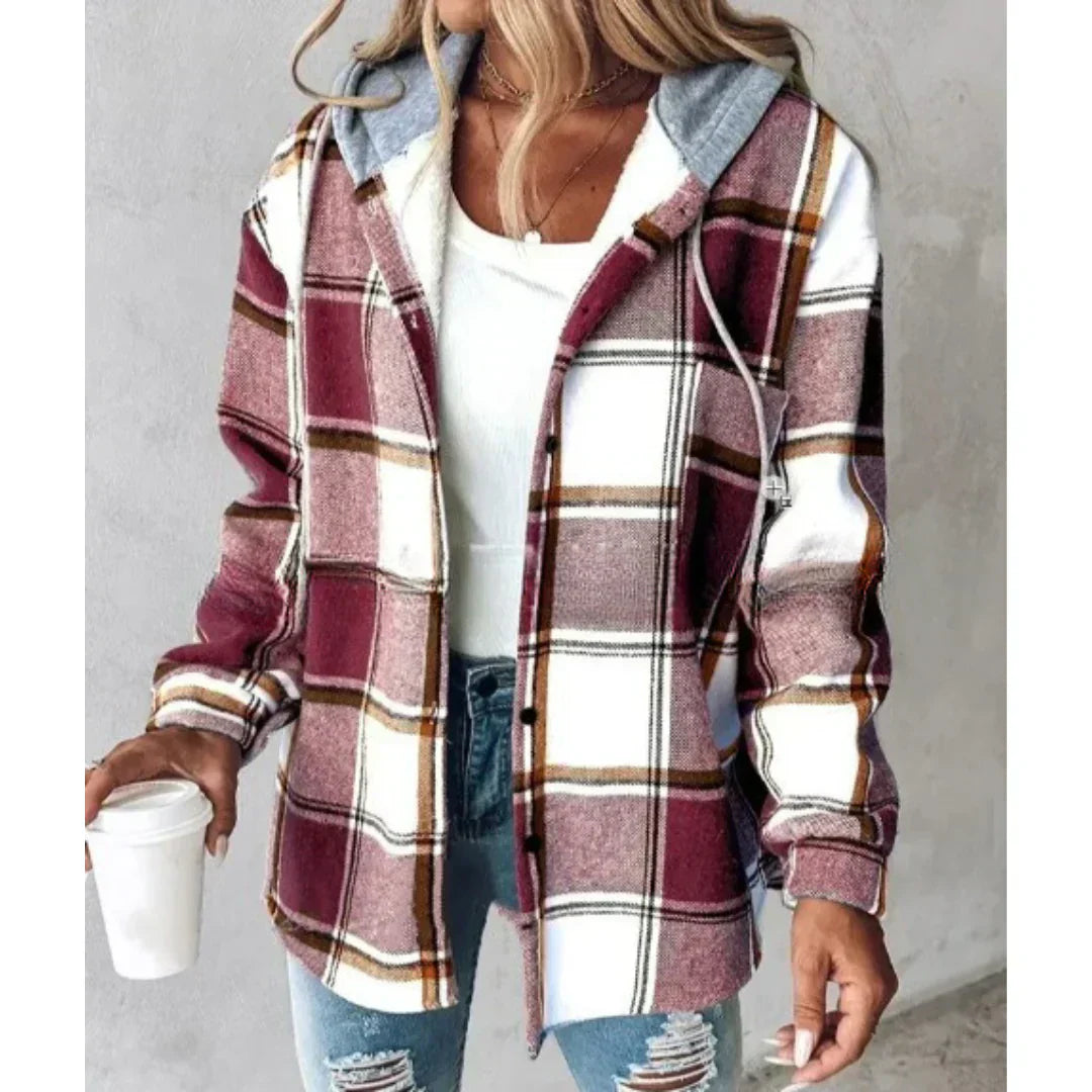 Elvanna™ | Casual Check Long-Sleeve Jacket