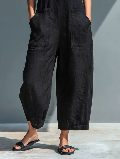 Combinaison Minimaliste Sans Manches pour Femmes avec Col Haut et Boutons