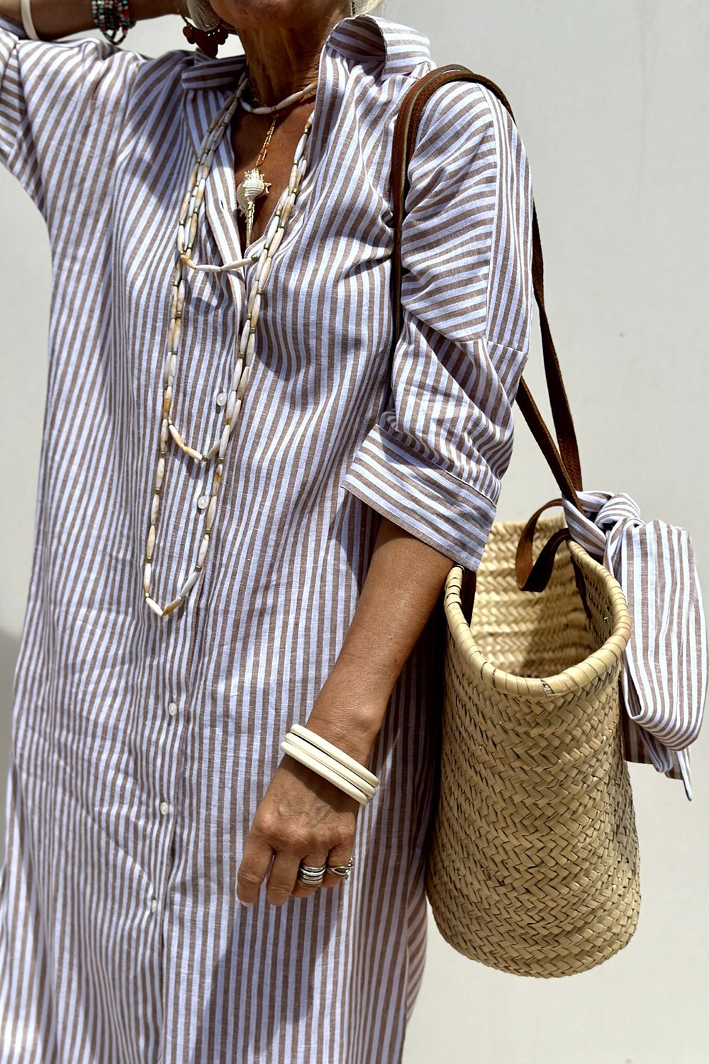 Sunna | Robe Chemise Rayée Intemporelle avec Confort Élégant