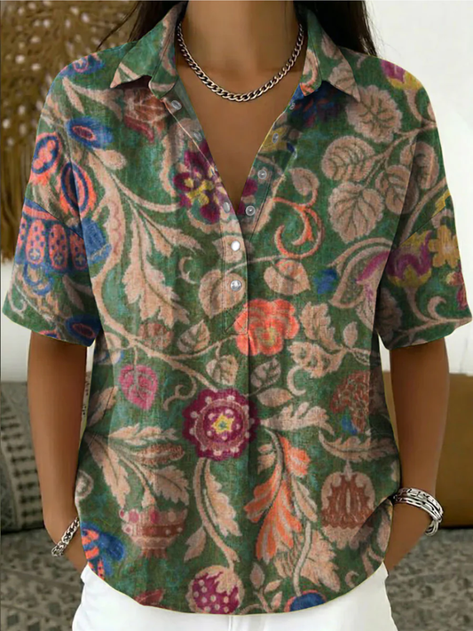 Elina™ | Soft Print Collared Top