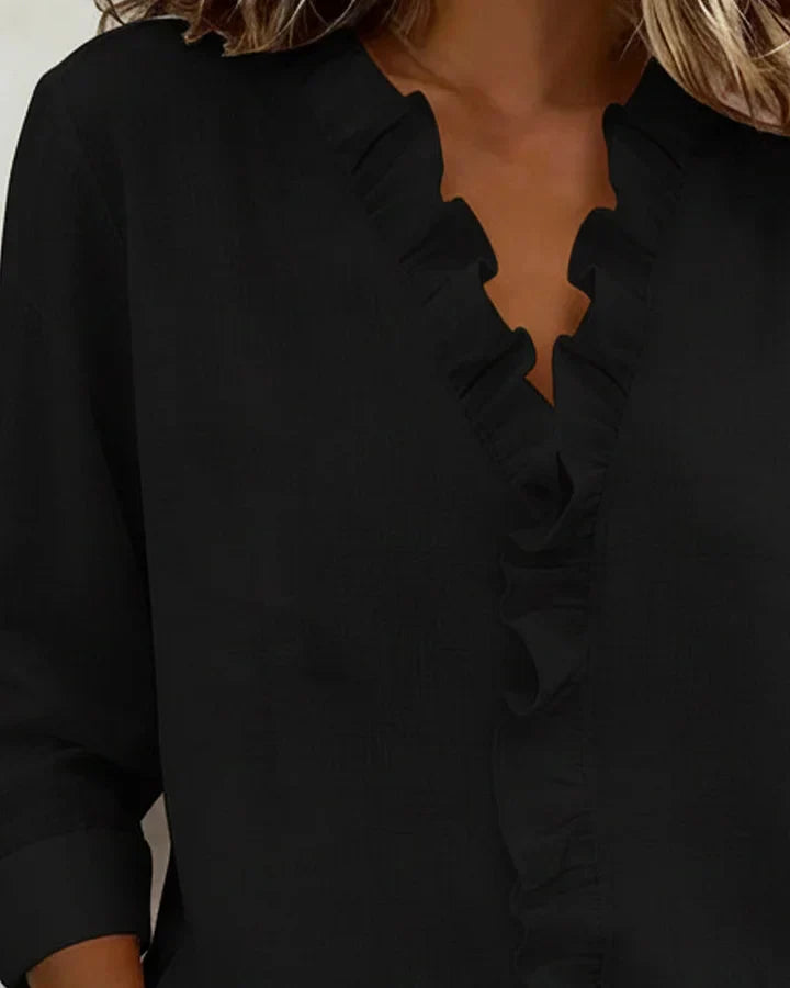 Glynara™ | Ruffled V-Neck Blouse