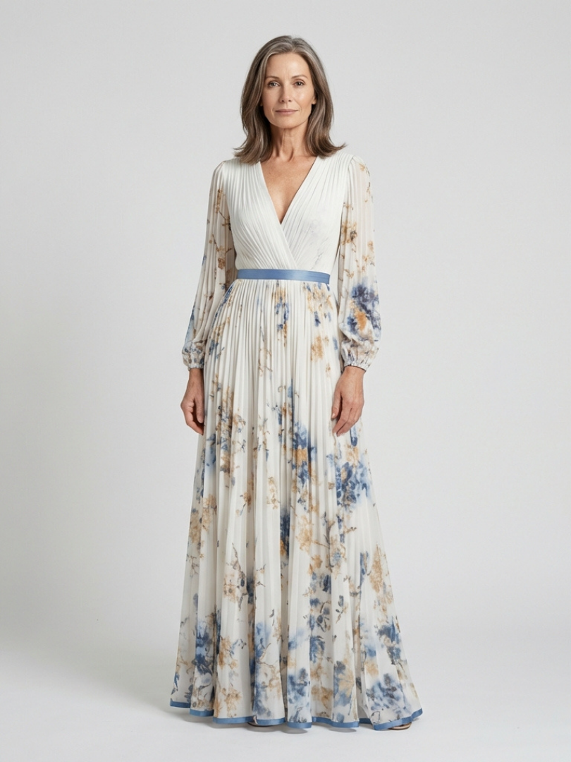 Lavinia | Robe Maxi à Manches Longues et Décolleté en V Floral