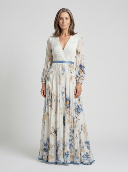 Lavinia | Robe Maxi à Manches Longues et Décolleté en V Floral