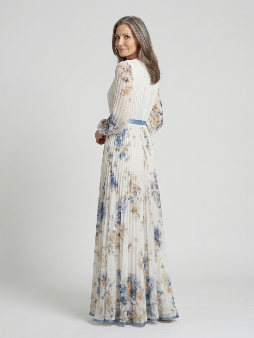 Lavinia | Robe Maxi à Manches Longues et Décolleté en V Floral