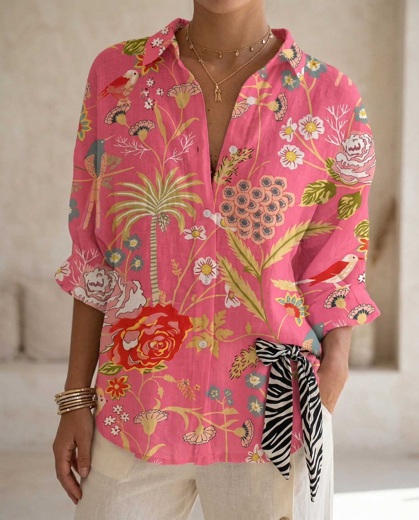Jessie™ | Blouse Boutonnée Imprimée Élégante