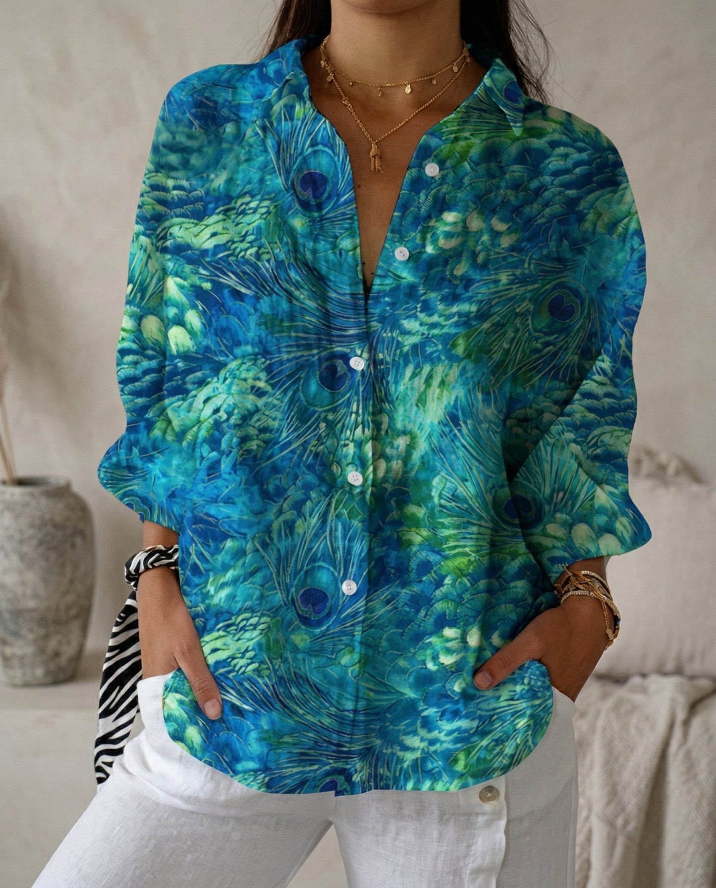 Jessie™ | Blouse Boutonnée Imprimée Élégante