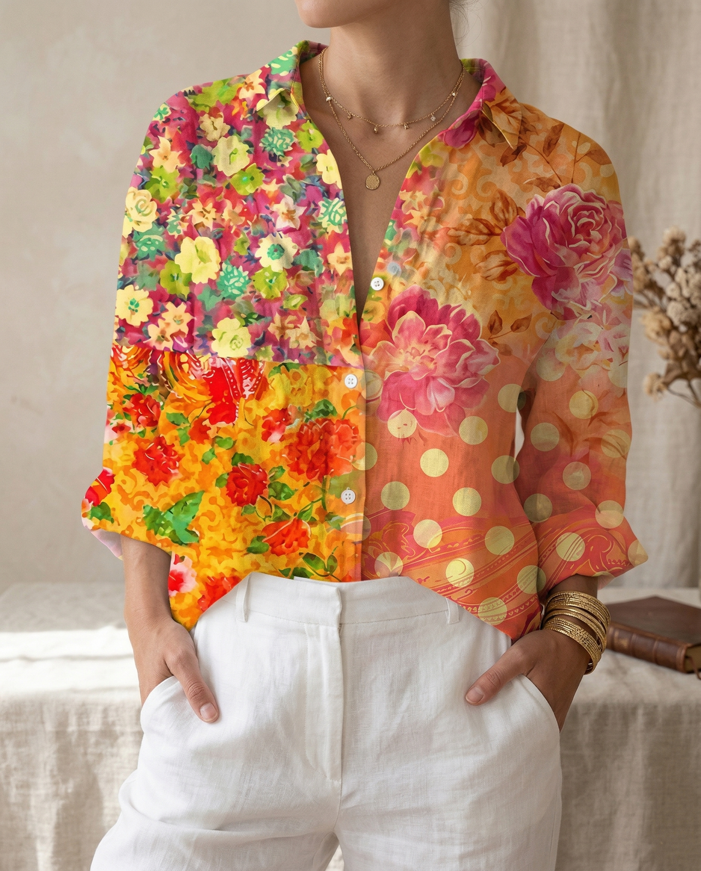 Jessie™ | Blouse Boutonnée Imprimée Élégante