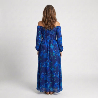 Aspen | Robe maxi florale à épaules dénudées