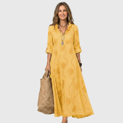 Alina | Robe maxi à motif floral tonal
