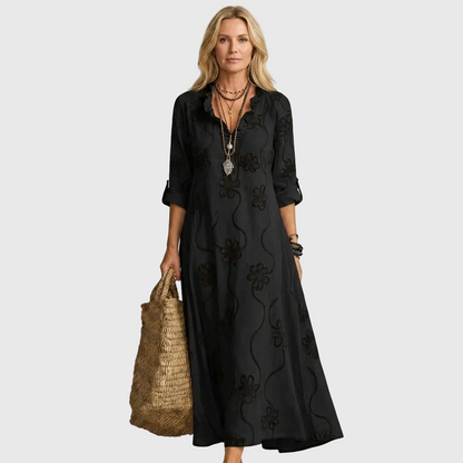 Alina | Robe maxi à motif floral tonal