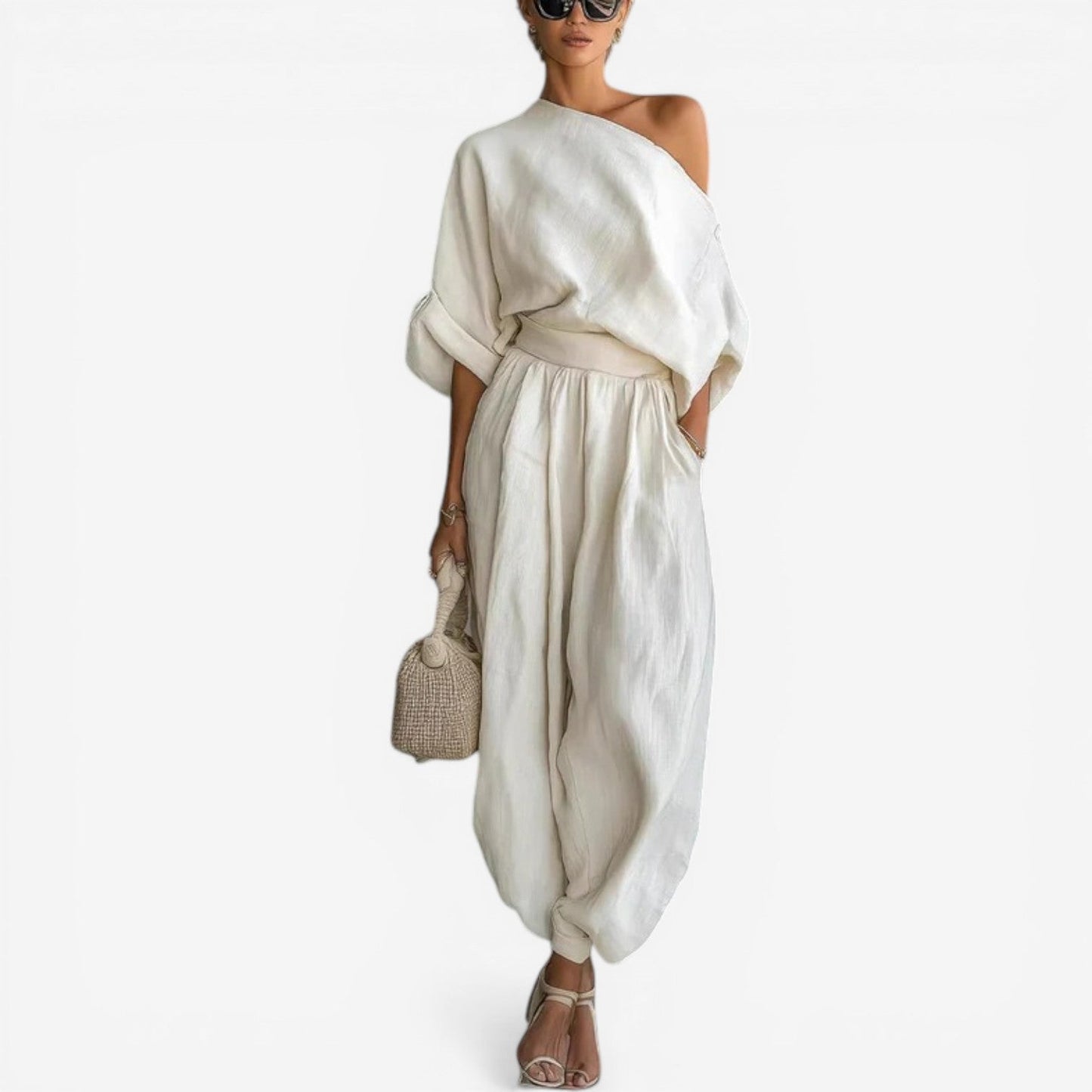 Jessica™ Robe complète en lin à épaule unique