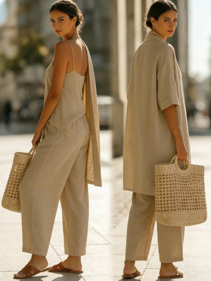 Ensemble minimaliste en lin et coton 3 pièces