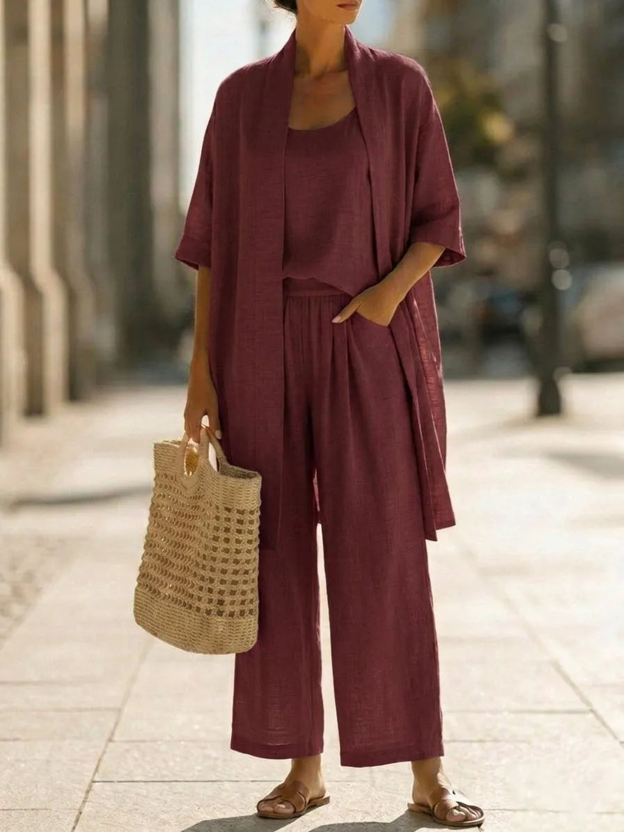 Ensemble minimaliste en lin et coton 3 pièces