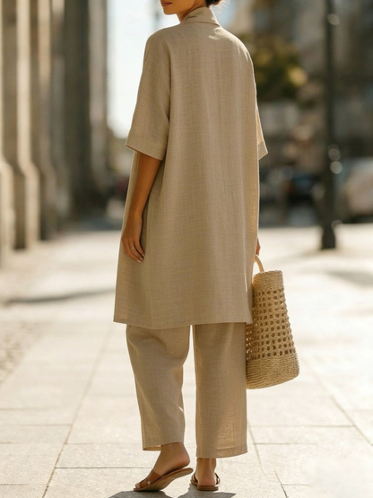 Elena | Ensemble Minimaliste en Coton et Lin en Trois Pièces