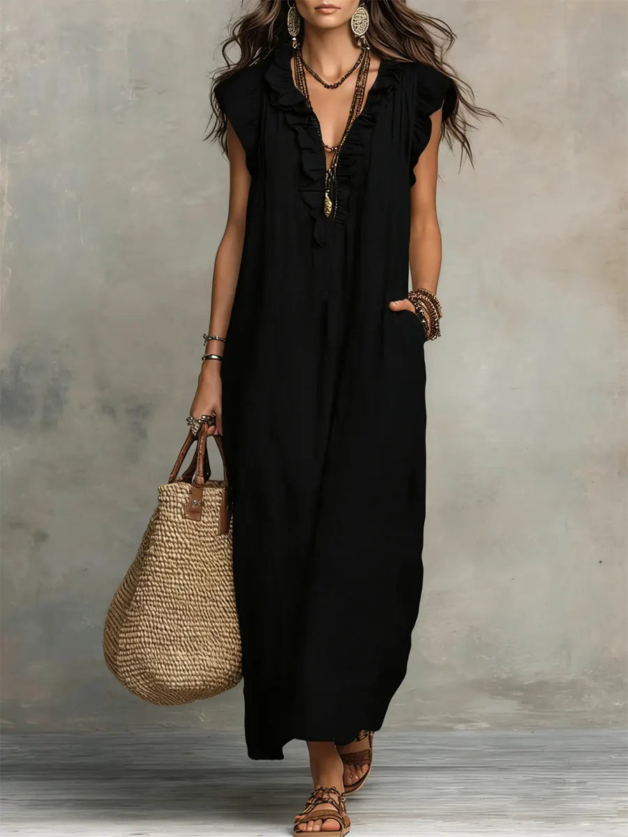 Amélia | Robe Longue Bohème En Lin Et Coton