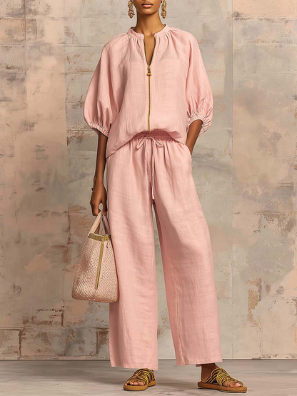 Léonie | Elegant Two-Piece Cotton and Linen Set