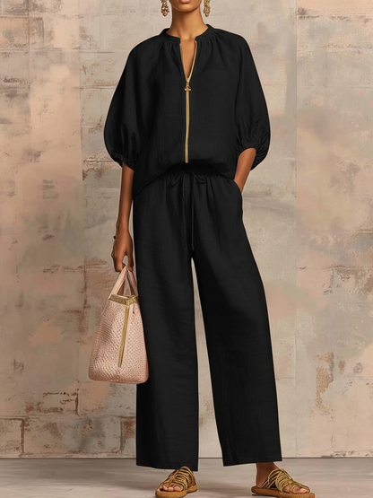 Léonie | Elegant Two-Piece Cotton and Linen Set