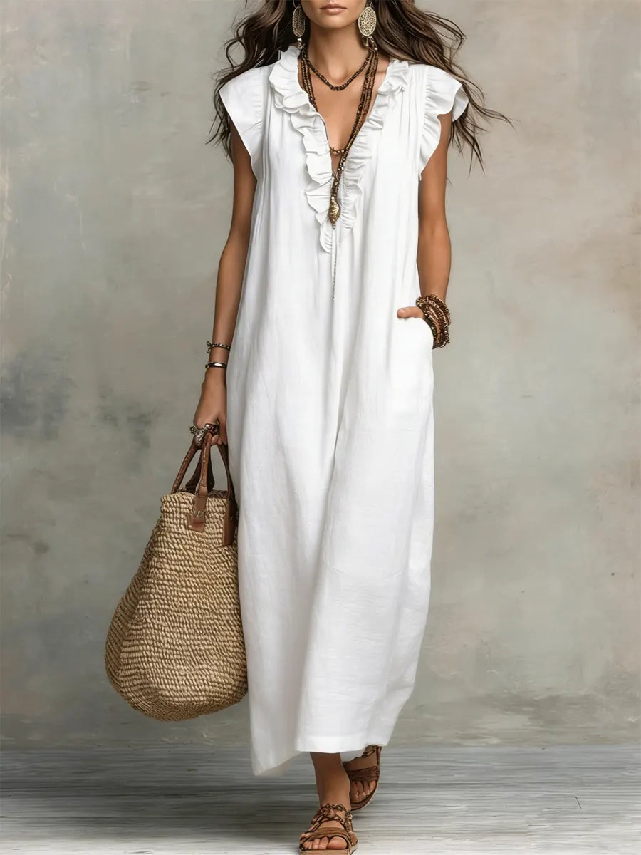 Amélia | Robe Longue Bohème En Lin Et Coton