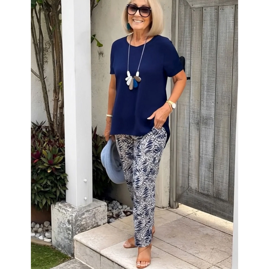 Valora™ | Flowy Top & Printed Pants Set