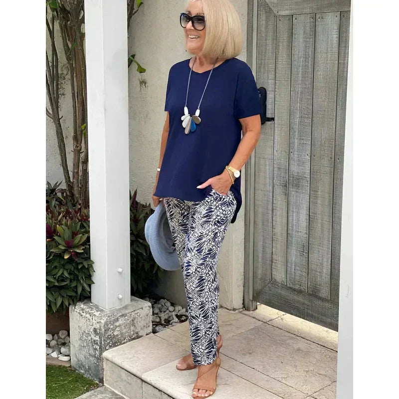 Valora™ | Flowy Top & Printed Pants Set