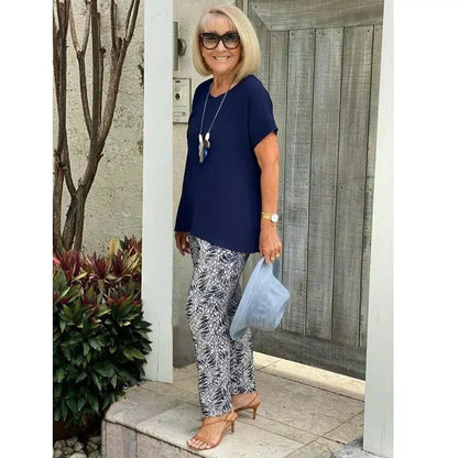 Valora™ | Flowy Top & Printed Pants Set