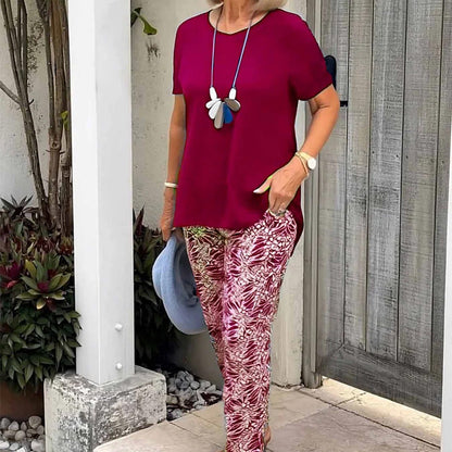 Valora™ | Flowy Top & Printed Pants Set