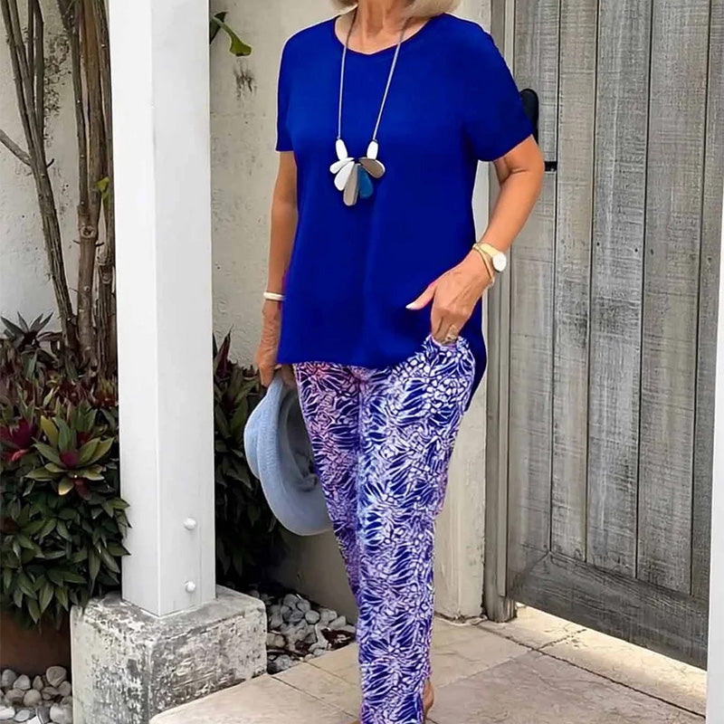 Valora™ | Flowy Top & Printed Pants Set