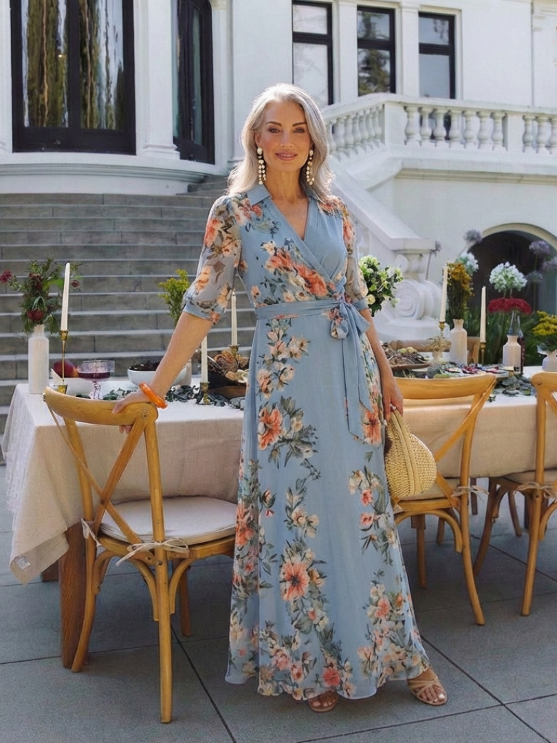 Elowen | Robe Maxi V Enveloppante Florale