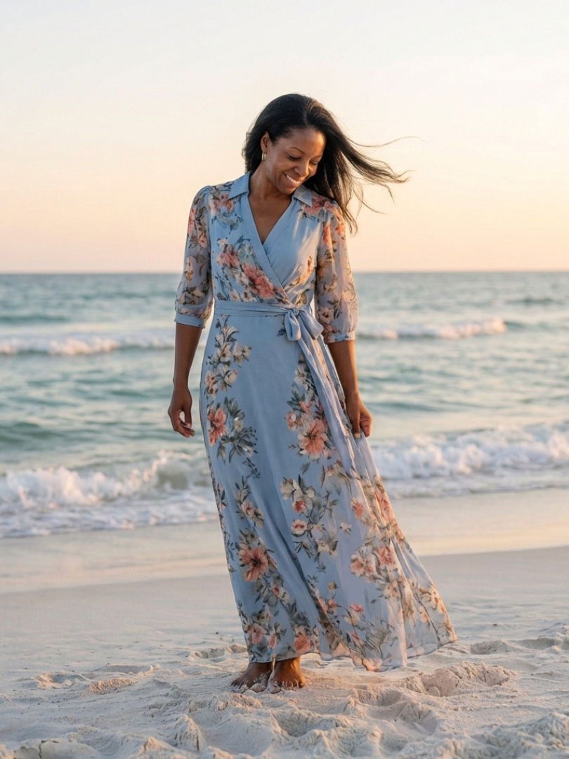 Elowen | Robe Maxi V Enveloppante Florale